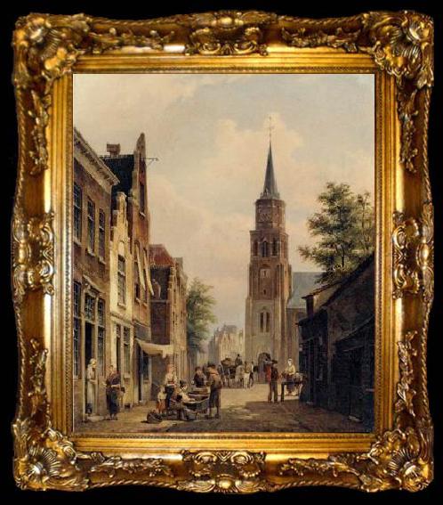 framed  unknow artist European city landscape, street landsacpe, construction, frontstore, building and architecture. 303, ta009-2